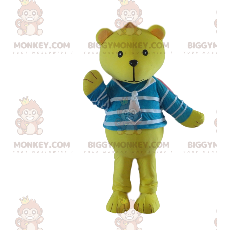 BIGGYMONKEY™ Bear Mascot Costume with Sailor Shirt, Yellow