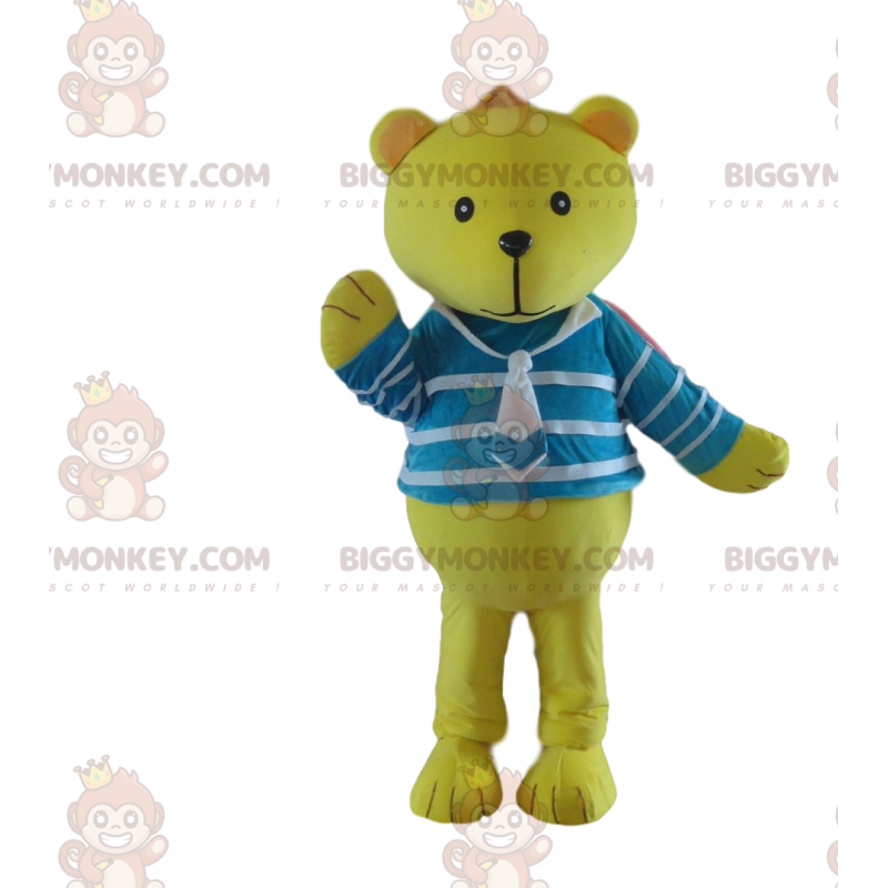 BIGGYMONKEY™ Bären-Maskottchen-Kostüm mit Matrosenhemd, gelbes