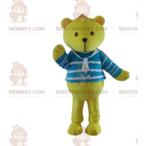 BIGGYMONKEY™ Bären-Maskottchen-Kostüm mit Matrosenhemd, gelbes