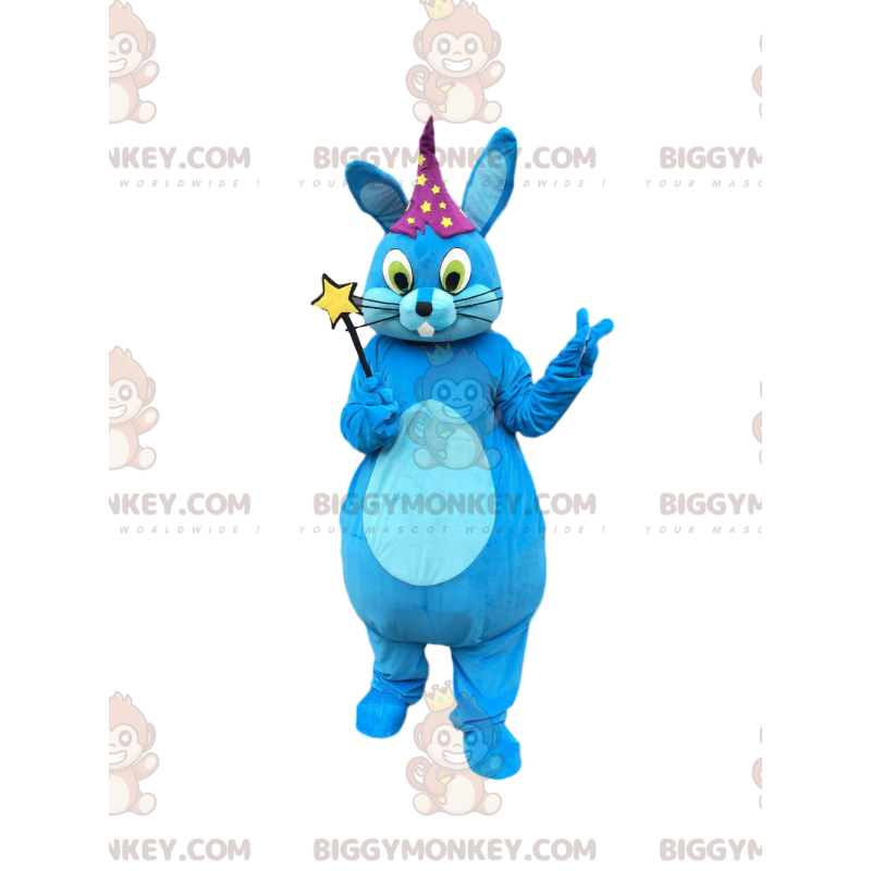 Fantasia de mascote BIGGYMONKEY™ coelho azul com varinha