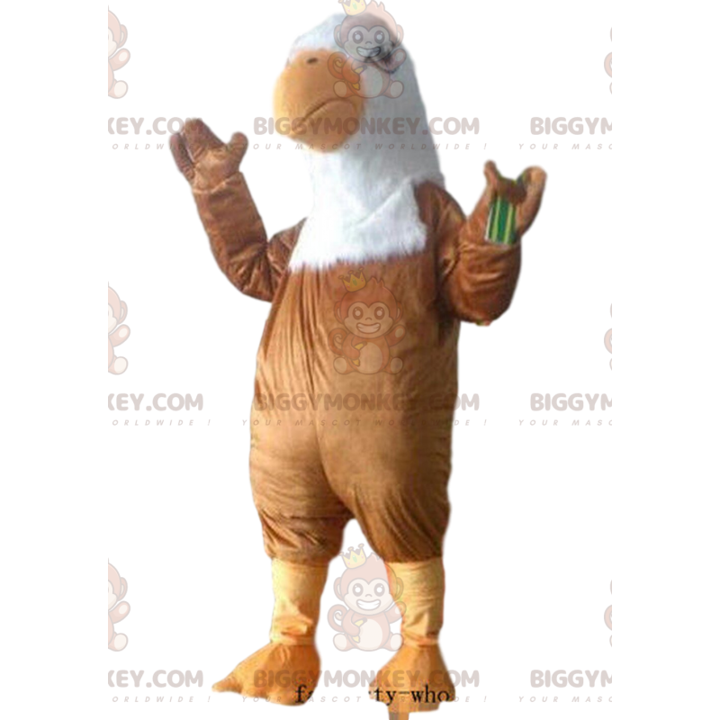 BIGGYMONKEY™ maskotdräkt av tvåfärgad örn, gam, rovfågeldräkt -