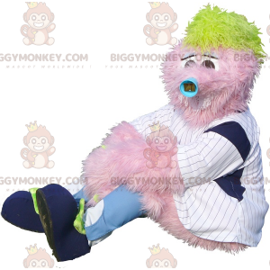 BIGGYMONKEY™ Costume da mascotte uomo rosa peloso -