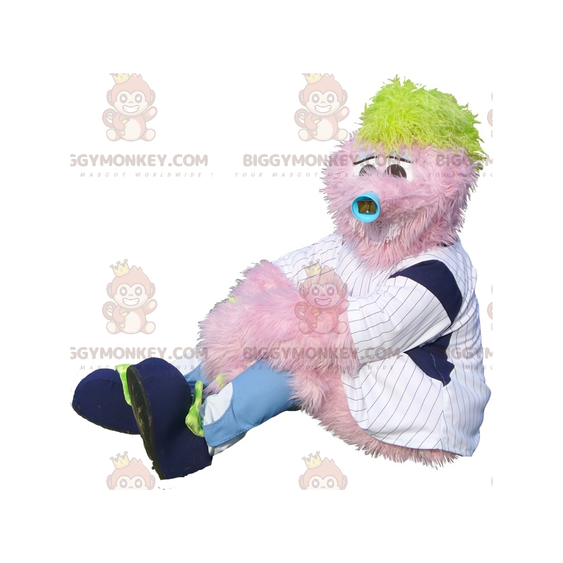BIGGYMONKEY™ Helt behåret Pink Man Mascot Kostume -