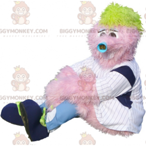 BIGGYMONKEY™ Disfraz de mascota de hombre rosa peludo -