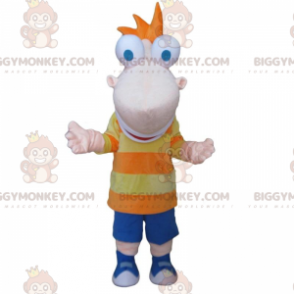 BIGGYMONKEY™ Big Nose Boy med Bug Eyes Maskotdräkt -