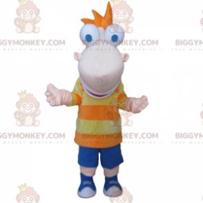 BIGGYMONKEY™ Big Nose Boy met Bug Eyes-mascottekostuum -