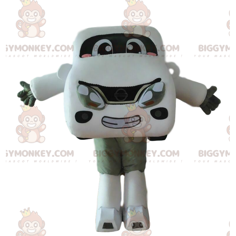 Costume de mascotte BIGGYMONKEY™ de voiture blanche, costume de