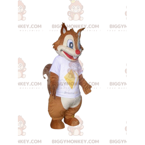 BIGGYMONKEY™ costume da mascotte scoiattolo marrone e bianco