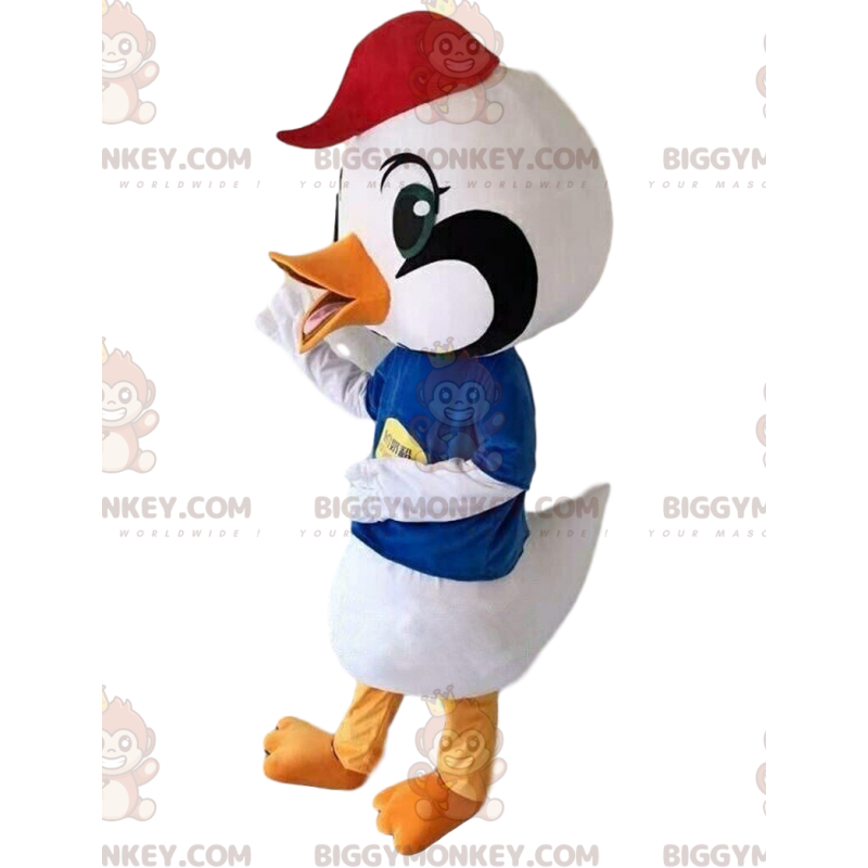 Costume de mascotte BIGGYMONKEY™ d'oiseau blanc, costume de