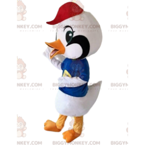 Costume de mascotte BIGGYMONKEY™ d'oiseau blanc, costume de