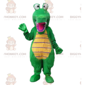 Costume de mascotte BIGGYMONKEY™ de crocodile vert et jaune