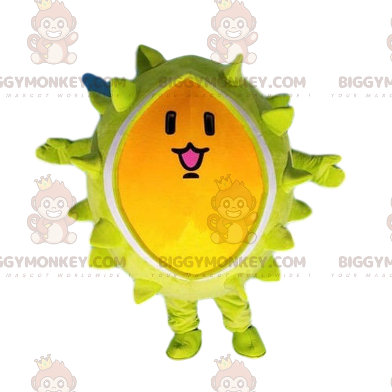 Durian BIGGYMONKEY™ Mascot Costume, Giant Yellow Fruit Costume