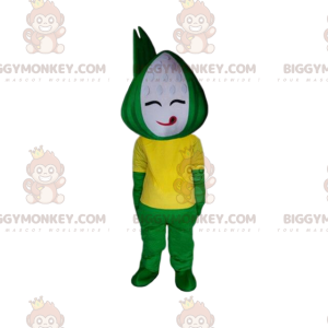 Grüner und gelber Schneemann BIGGYMONKEY™ Maskottchen-Kostüm