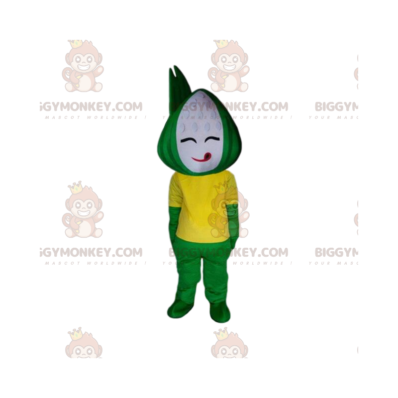 Costume de mascotte BIGGYMONKEY™ de bonhomme vert et jaune