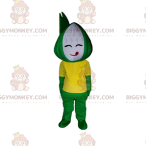 Vihreä ja keltainen lumiukko BIGGYMONKEY™ maskottiasu