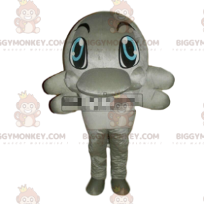 Traje de mascote BIGGYMONKEY™ de golfinho cinza, fantasia de