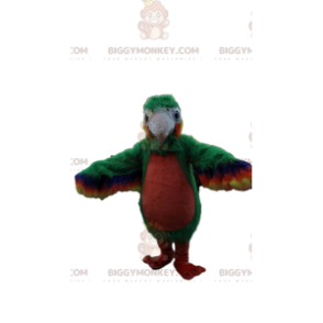 BIGGYMONKEY™ mascot costume of green and red parrot, exotic