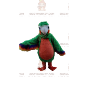 BIGGYMONKEY™ mascot costume of green and red parrot, exotic