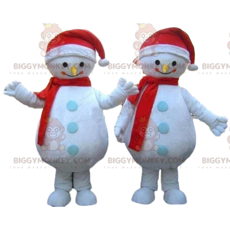 2 pupazzi di neve mascotte di BIGGYMONKEY™, costume invernale -