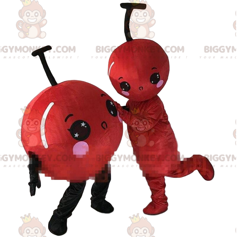 2 ciliegie rosse mascotte BIGGYMONKEY™s, 2 bacche rosse, mele