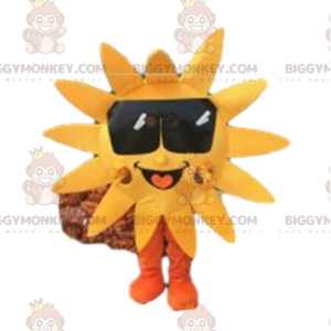 Sun BIGGYMONKEY™ mascottekostuum met donkere bril, zonnekostuum