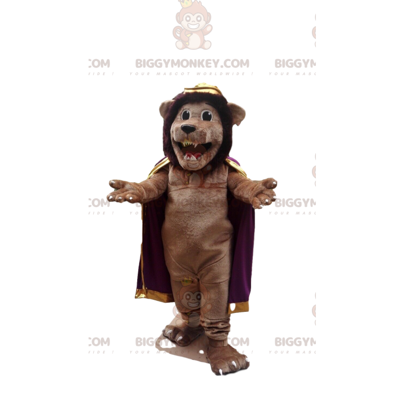 BIGGYMONKEY™ mascotte kostuum bruine leeuw met cape
