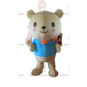 Bear BIGGYMONKEY™ mascottekostuum, teddybeerkostuum