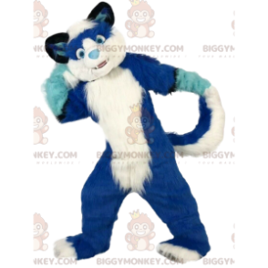 Kostým maskota modrobílého psa BIGGYMONKEY™, kostým chlupatého