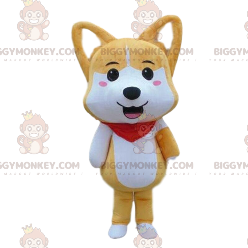 Fantasia de mascote de cachorro amarelo e branco BIGGYMONKEY™