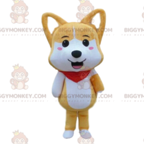 Costume de mascotte BIGGYMONKEY™ de chiot jaune et blanc