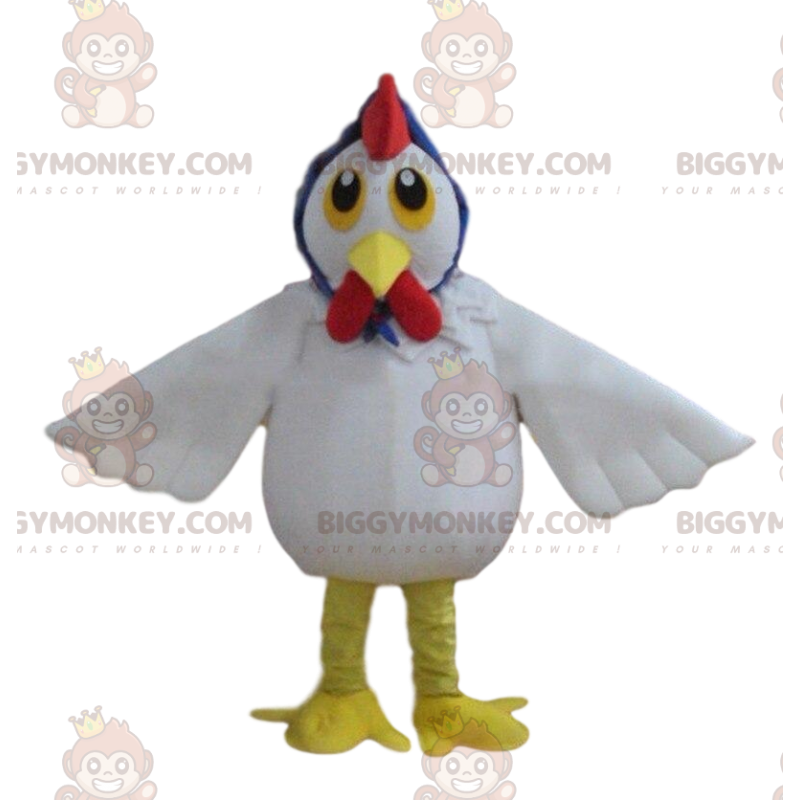 Costume de mascotte BIGGYMONKEY™ de poule blanche géante