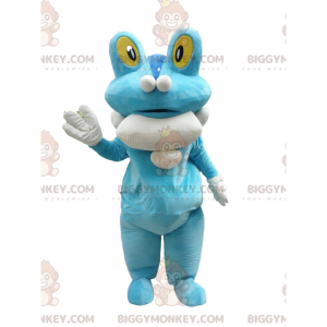 Disfraz de mascota de rana BIGGYMONKEY™, criatura azul y blanca