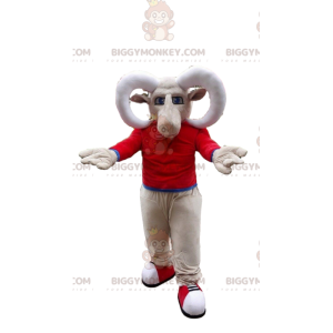 Dikhoornschaap BIGGYMONKEY™ mascottekostuum, geitenkostuum