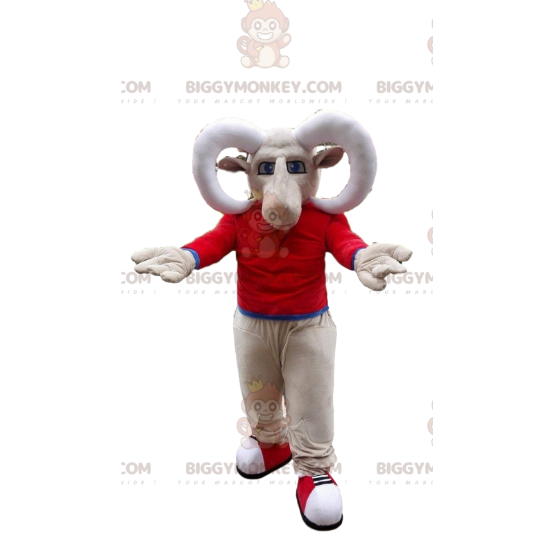 Dikhoornschaap BIGGYMONKEY™ mascottekostuum, geitenkostuum