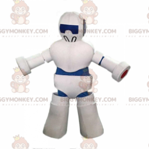 Kæmpe hvid og blå robot BIGGYMONKEY™ maskotkostume