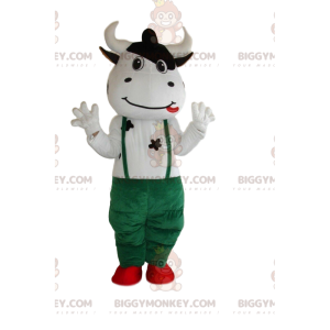 Weißes und schwarzes Kuh-BIGGYMONKEY™-Maskottchen-Kostüm