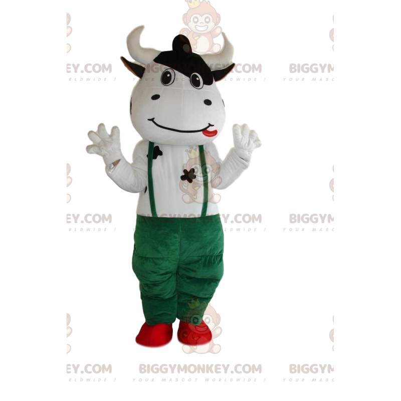 Disfraz de mascota BIGGYMONKEY™ de vaca blanca y negra, disfraz