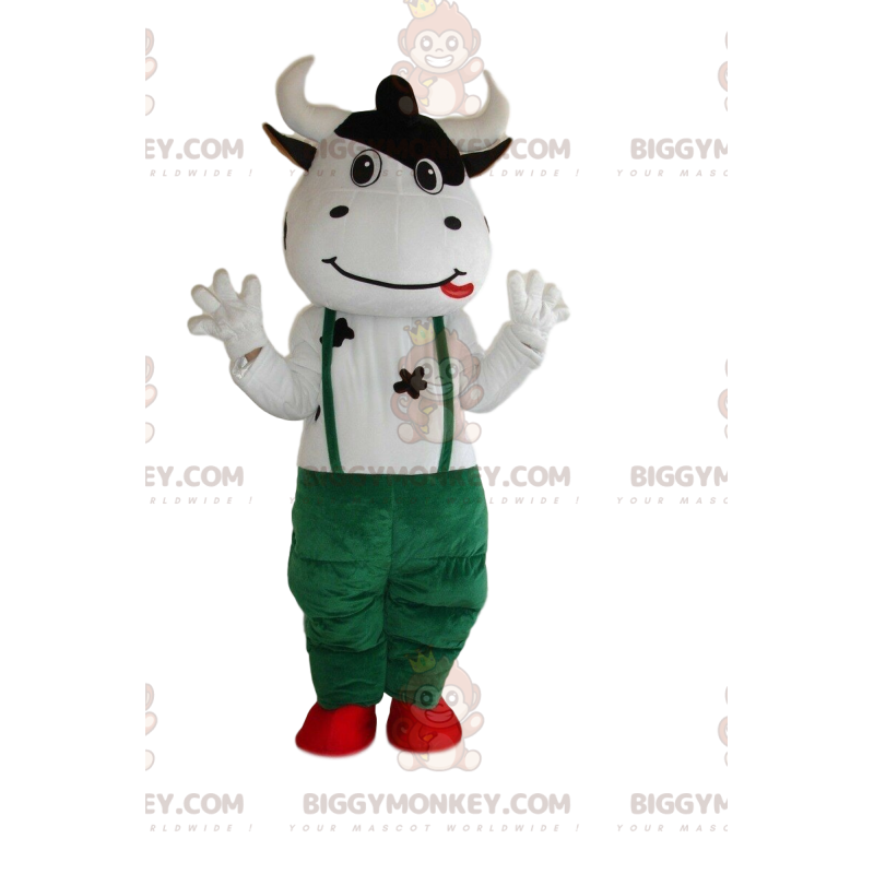 Στολή μασκότ BIGGYMONKEY™ White and Black Cow, Στολή από δέρμα