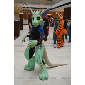 Groen wezen dinosaurus BIGGYMONKEY™ mascottekostuum -