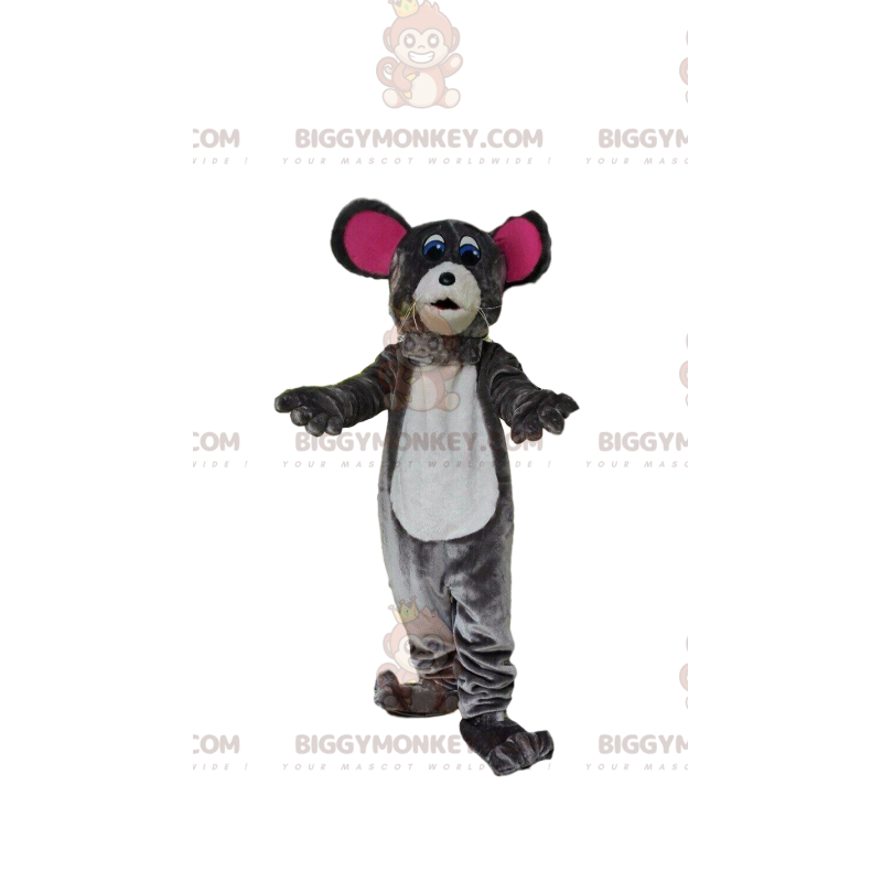 Costume de mascotte BIGGYMONKEY™ de souris grise, costume de