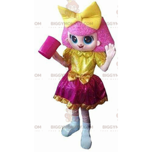 Kostým maskota růžové dívky BIGGYMONKEY™, kostým barevné dívky