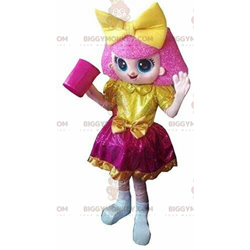 Costume da mascotte BIGGYMONKEY™ da bambina rosa, costume da