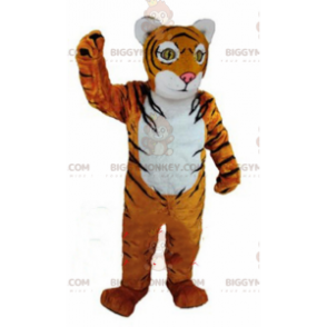 Πορτοκαλί, λευκό και μαύρο κοστούμι μασκότ Tiger BIGGYMONKEY™