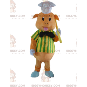 Traje de mascote BIGGYMONKEY™ de porco com roupa de chef