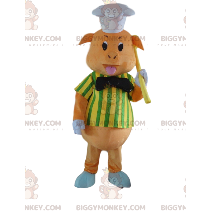 BIGGYMONKEY™ maskotdräkt av gris i kockdräkt, griskostym -