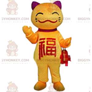 Gele kat BIGGYMONKEY™-mascottekostuum, Aziatisch kattenkostuum