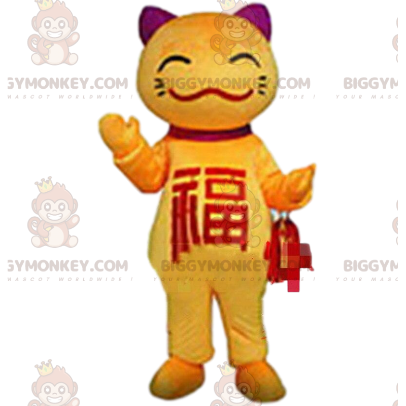 Kostým maskota žluté kočky BIGGYMONKEY™, kostým asijské kočky