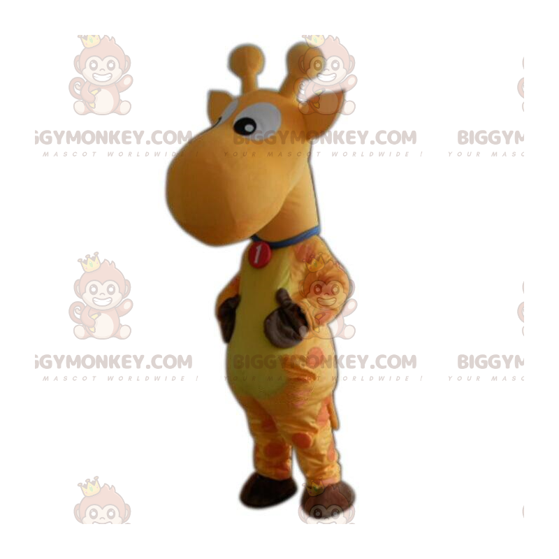 BIGGYMONKEY™ costume mascotte giraffa gialla, costume giraffa