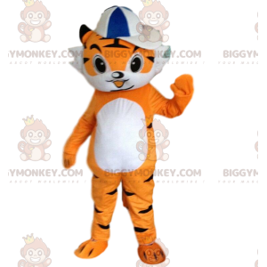 Orange och vit tigerunge BIGGYMONKEY™ maskotdräkt, orange