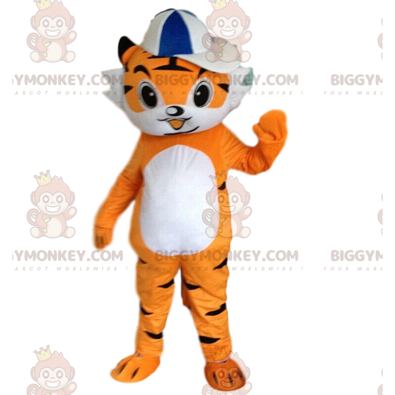 Orange and White Tiger Cub BIGGYMONKEY™ Mascot Costume, Orange